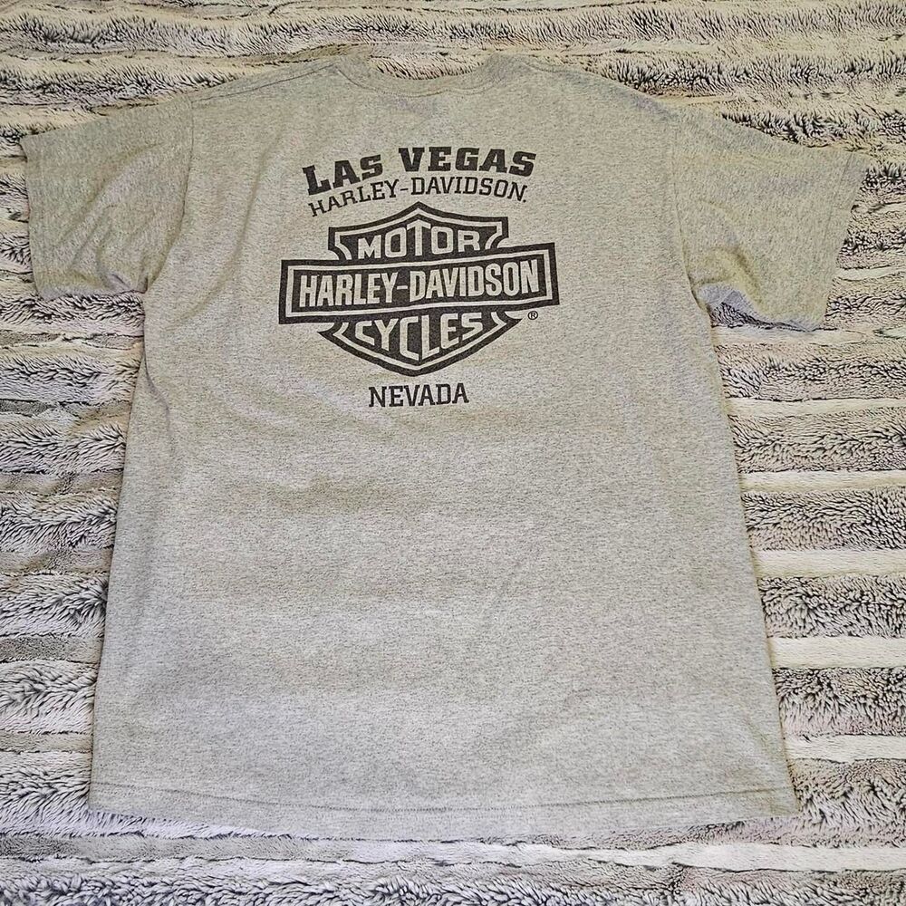 Harley-davidson Men's Black and Grey T-shirt
